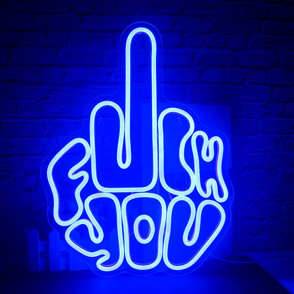 Letters Gesture Neon Signs for Wall Blue LED Neon Lights USB Neon Wall Light Neo